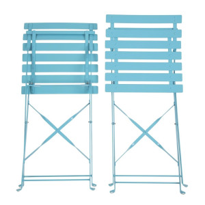 Terrasstoelen van staal - turquoise blauw - Set van 2 - Bolero - Fourniresto