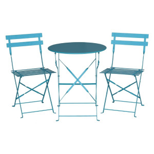 Terrasstoelen van staal - turquoise blauw - Set van 2 - Bolero - Fourniresto