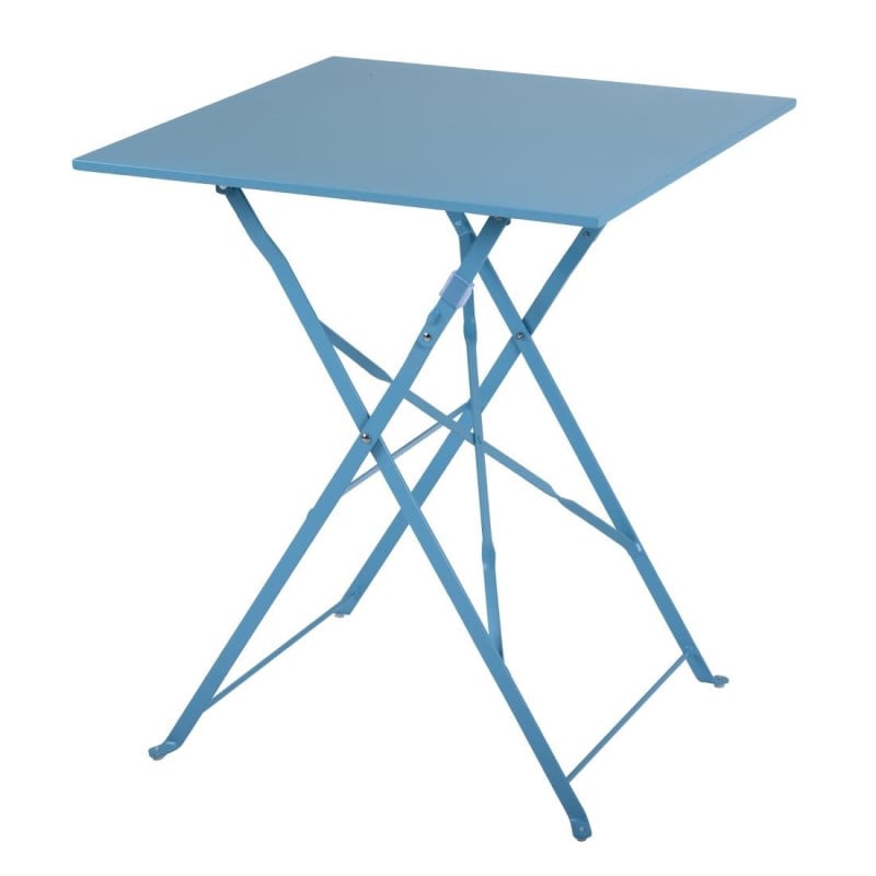 Table de terrasse carrée en acier - bleu turquoise - 600mm - Bolero - Fourniresto