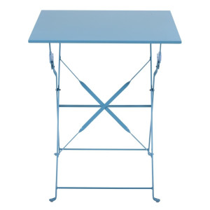 Square steel terrace table - turquoise blue - 600mm - Bolero - Fourniresto