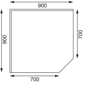 Hoektafel van roestvrij staal L 900 x 700mm - Vogue