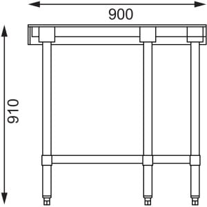 Hoektafel van roestvrij staal L 900 x 700mm - Vogue