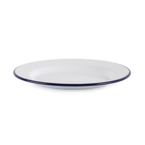 Flat enamelled steel plate 245mm - Set of 6 - Olympia - Fourniresto