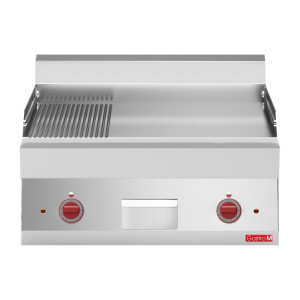 Elektrische Plancha mit halb glatter, halb gerillter Platte - L 700 x T 650 mm - Gastro M - Fourniresto