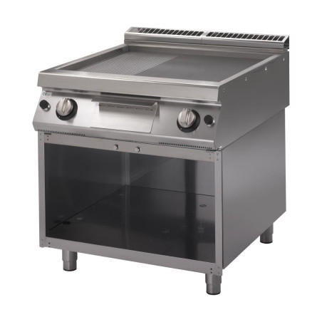 Plancha gas 700 met half gladde, half geribbelde plaat - Gastro M - Fourniresto