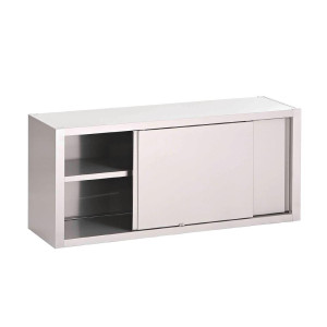 Wandschrank aus Edelstahl mit Schiebetüren - B 1000 x T 400 mm - Gastro M