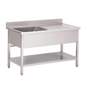 Stainless Steel Sink With Lower Shelf 1 Left Basin-L 1200 x D 700 mm - Gastro M