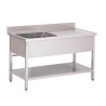 Roestvrijstalen Spoelbak Met Lage Plank 1 Bak Links-L 1600 x D 700mm - Gastro M