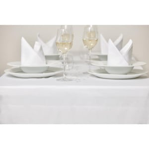 White tablecloth with satin band 1780 x 1780mm - Mitre Luxury - Fourniresto