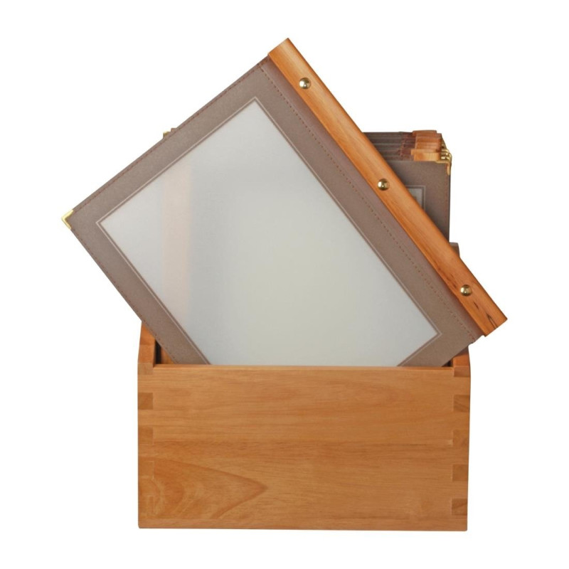 Menuhouder Houten Frame A4 Bruin - Securit - Fourniresto