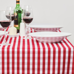 Square tablecloth with red checkered pattern in polyester 1320 x 1320mm - Mitre Essentials - Fourniresto