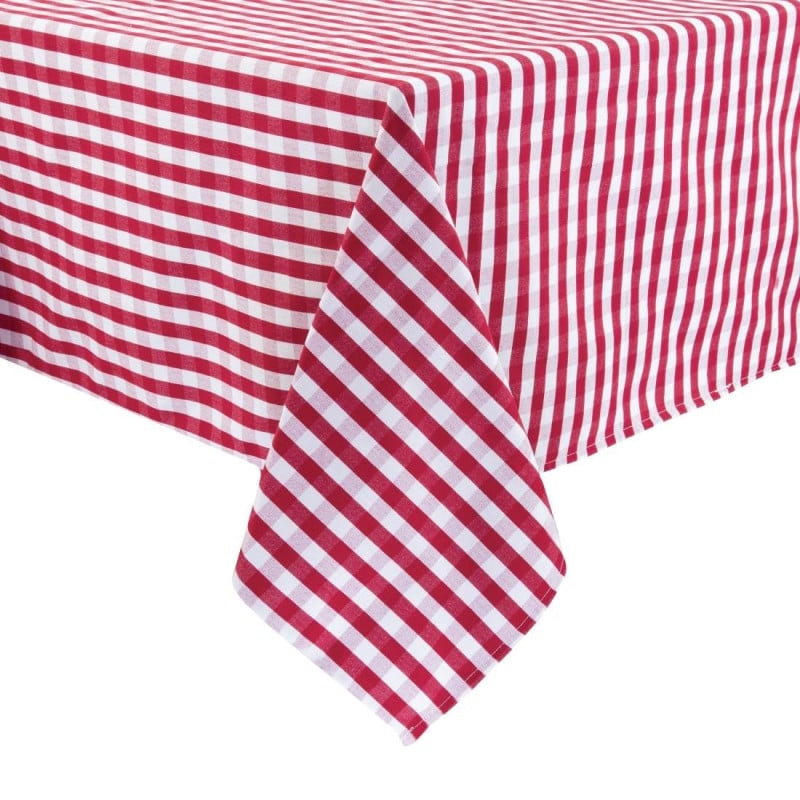 Square red checkered polyester tablecloth 1780 x 1780mm - Mitre Essentials - Fourniresto Square red checkered polyester tablecloth 1780 x 1780mm - Mitre Essentials - Fourniresto