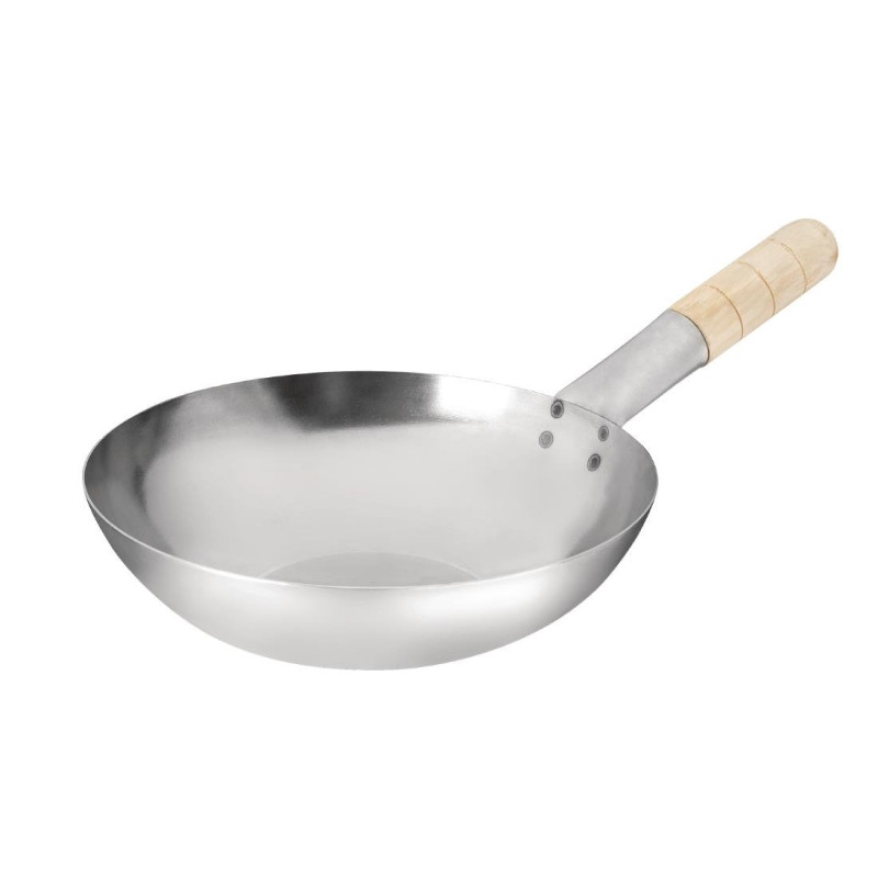 Wok platte bodem van mild staal - 25,4 cm - Vogue - Fourniresto