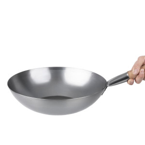 Wok van mild staal - 35,6 cm - Vogue - Fourniresto