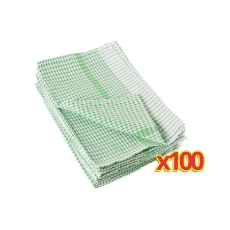 Lot de 100 Torchons Verts - FourniResto - Fourniresto