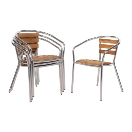 Stoelen Hout en Aluminium - Set van 4 - Bolero - Fourniresto