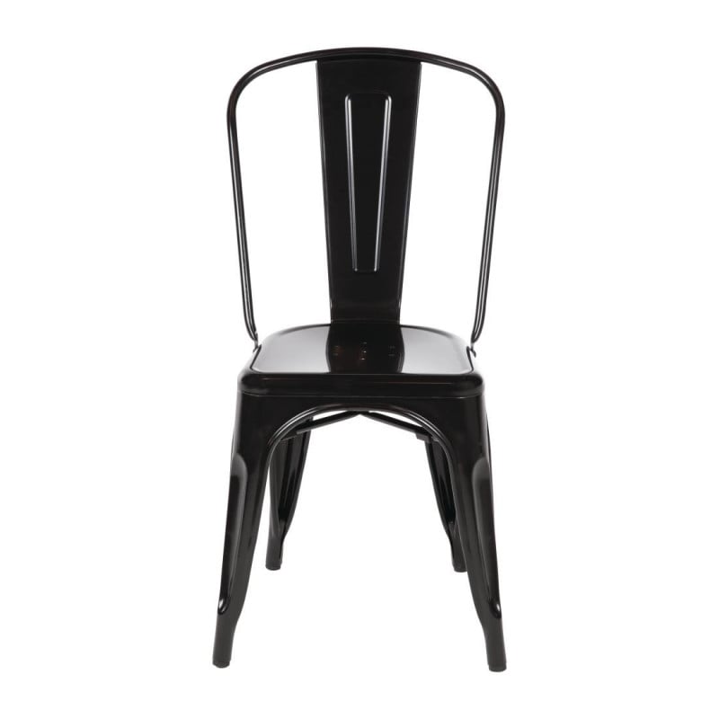 Stackable Steel Bistro Chairs - Black - Set of 4 - Bolero Stackable Steel Bistro Chairs - Black - Set of 4 - Bolero