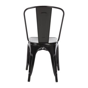 Stackable Steel Bistro Chairs - Black - Set of 4 - Bolero