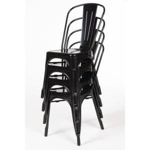 Stapelbare Bistrostoelen van Staal - Zwart - Set van 4 - Bolero