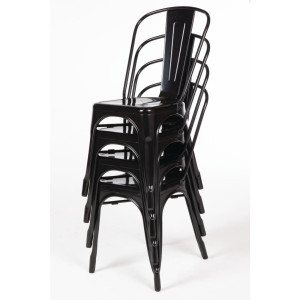 Chaises Bistro Empilable en Acier - Noir - Lot de 4 - Bolero