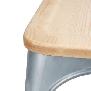Stalen Stoelen met Houten Zitting - Set van 4 - Bolero