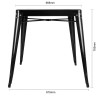 Bistro-Quadrattisch aus schwarzem Stahl - L 668 x T 668 mm - Bolero