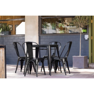 Bistro-Quadrattisch aus schwarzem Stahl - L 668 x T 668 mm - Bolero