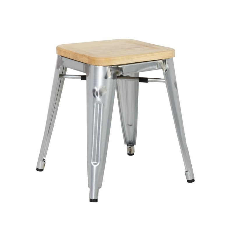 Stalen Bistro Krukken met Houten Zitting - Set van 4 - Bolero Stalen Bistro Krukken met Houten Zitting - Set van 4 - Bolero