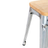 Low Steel Bistro Stools with Wooden Seat - Set of 4 - Bolero