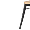 Black Steel Low Bistro Stools with Wooden Seat - Set of 4 - Bolero