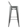 High Steel Grey Metal Stools with Backrest - Set of 4 - Bolero