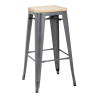 Hoge Bistro Kruk van Grijs Staal met Houten Zitting - Set van 4 - Bolero