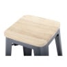 Hoher Bistrohocker aus grauem Stahl mit Holzsitz - 4er-Set - Bolero