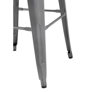 Hoher Bistrohocker aus grauem Stahl mit Holzsitz - 4er-Set - Bolero