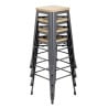 Hoge Bistro Kruk van Grijs Staal met Houten Zitting - Set van 4 - Bolero
