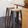 Hoge Bistro Kruk van Grijs Staal met Houten Zitting - Set van 4 - Bolero