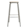 High Galvanized Steel Stool with Wooden Seat - Set of 4 - Bolero