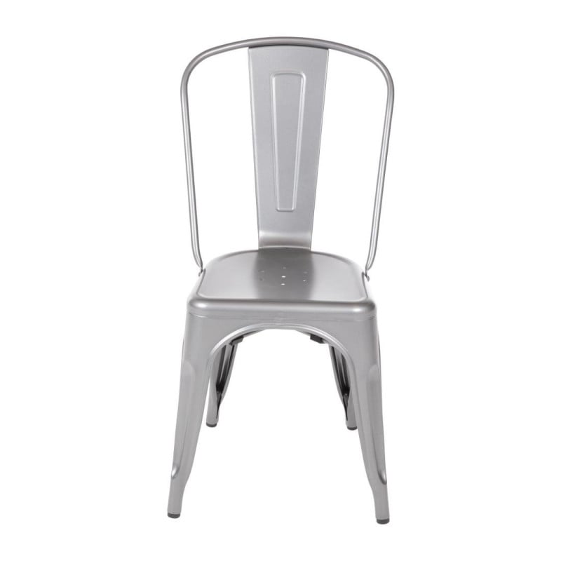 Chairs in Metallic Gray Steel - Set of 4 - Bolero Chairs in Metallic Gray Steel - Set of 4 - Bolero