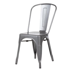 Chairs in Metallic Gray Steel - Set of 4 - Bolero
