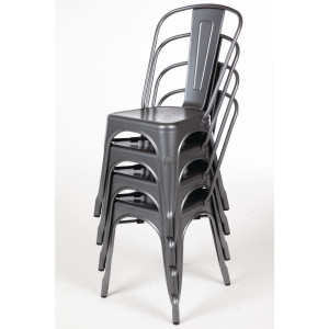 Stoelen in Metallic Grijs Staal - Set van 4 - Bolero