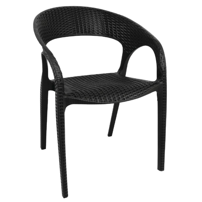 Sessel aus schwarzem PP-Rattan - Set mit 4 Stück Bolero Gastronomie und Hotellerie