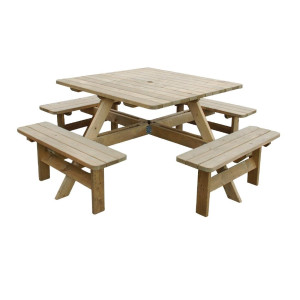 Picknicktafel van hout vierkant Rowlinson 1980mm: Gezelligheid en Stevigheid