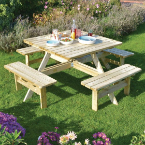 Rowlinson 1980mm Square Wooden Picnic Table: Conviviality and Robustness