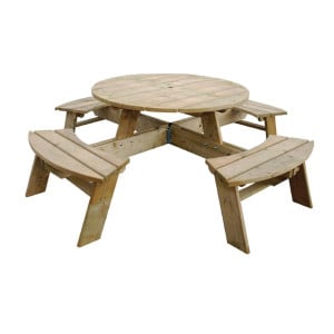 Ronde Houten Picknicktafel 2000mm Rowlinson: Robuust & Elegant