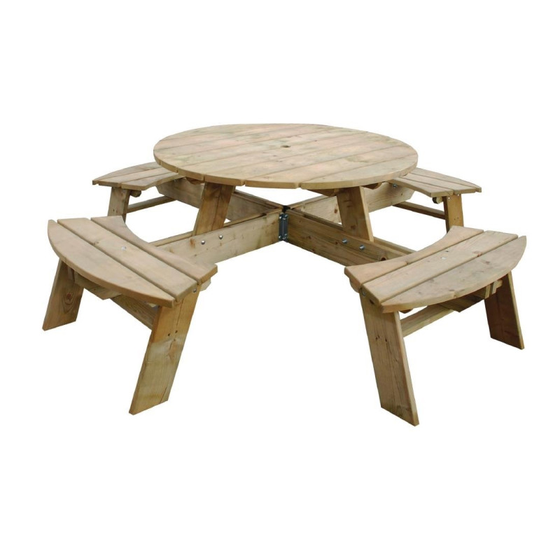 Round Wooden Picnic Table 2000mm Rowlinson: Sturdy & Elegant