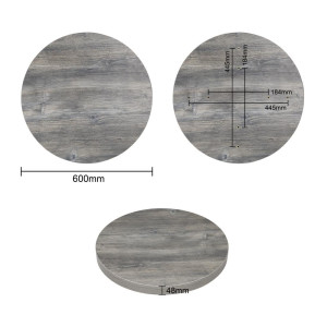 Plateau de Table Rond Mélamine Gris 600 mm - Bolero, résistant et élégant