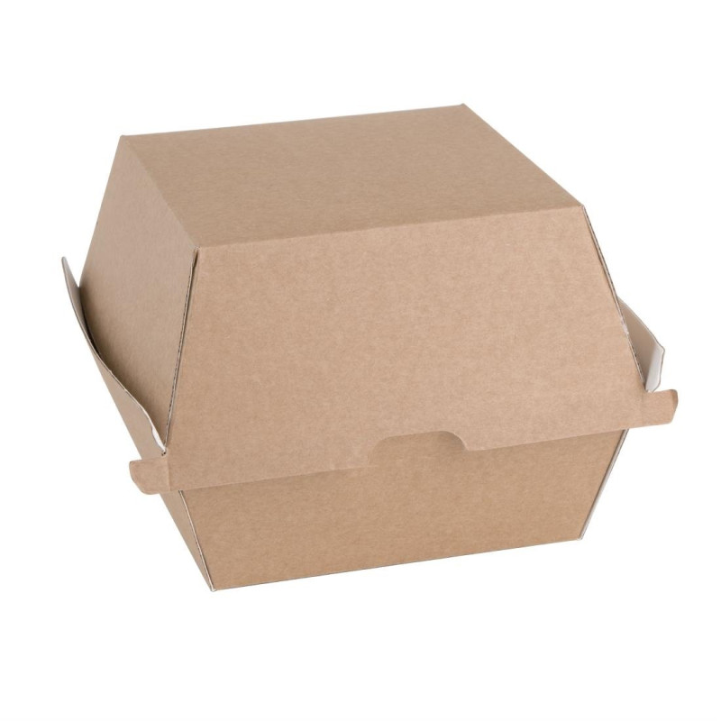 Petites Boîtes Hamburger Compostables 112mm - Lot 150 Kraft Fiesta