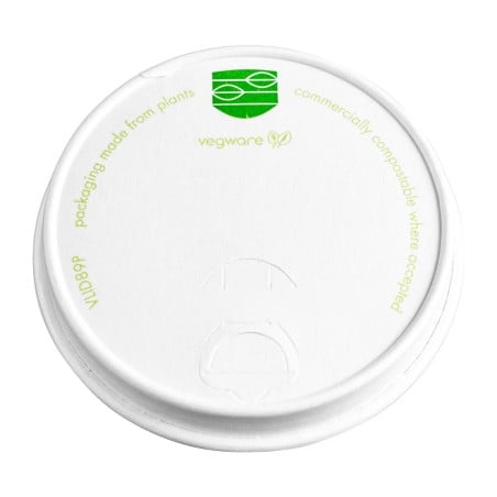 Deckel für heiße Getränke aus Papier von Vegware Serie 89 - Packung mit 1000