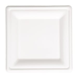 Assiettes carrées compostables en bagasse 261 mm - Lot de 50 - Écologiques et pratiques