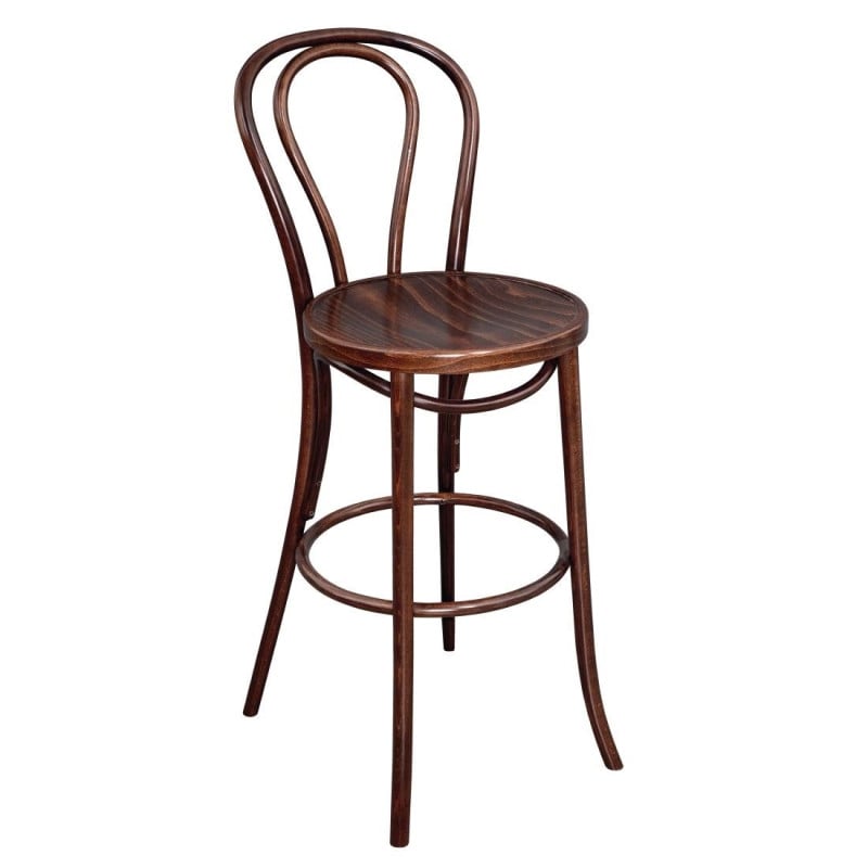 Hoge Bistro Kruk Gebogen Hout Walnoot Uitzonderlijke Kwaliteit Hoge Bistro Kruk Gebogen Hout Walnoot Uitzonderlijke Kwaliteit